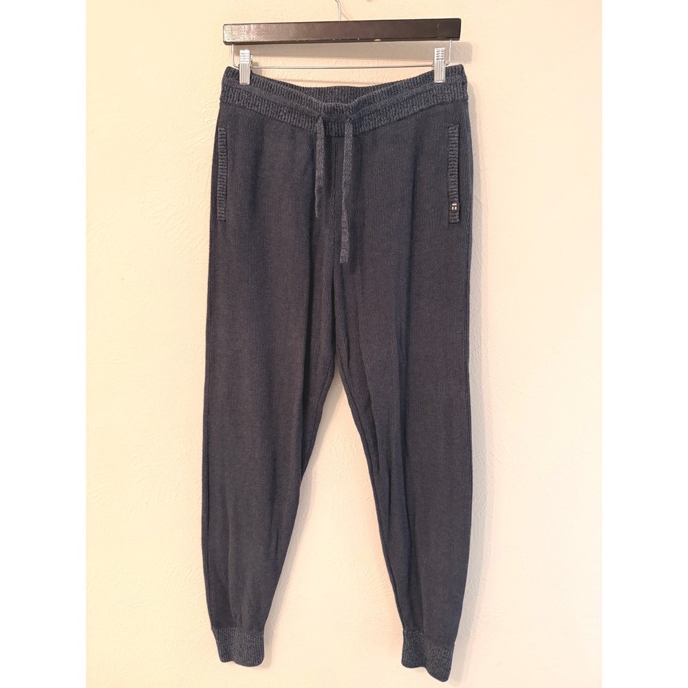 Tommy John Mens Blue Ribbed Knit Lounge Jogger Pants Cotton Modal PO65831-WS L